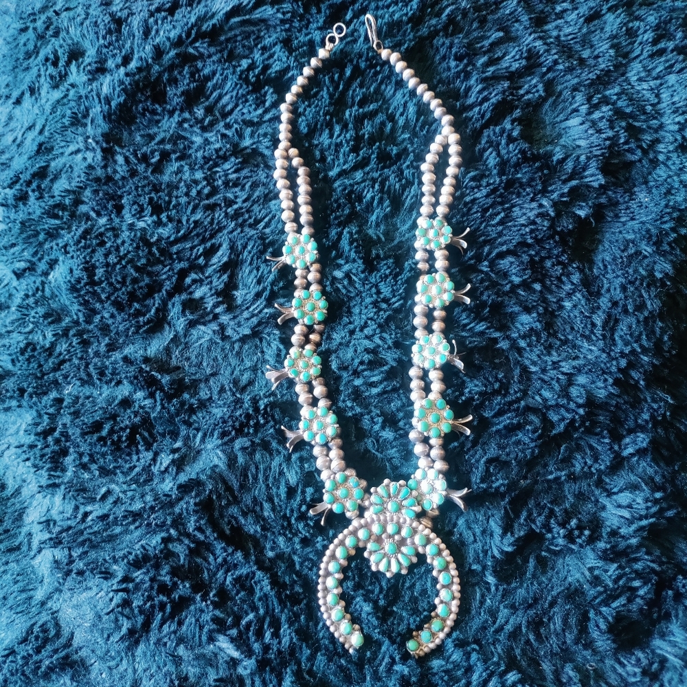 Vintage Squash Blossom Necklace Zuni